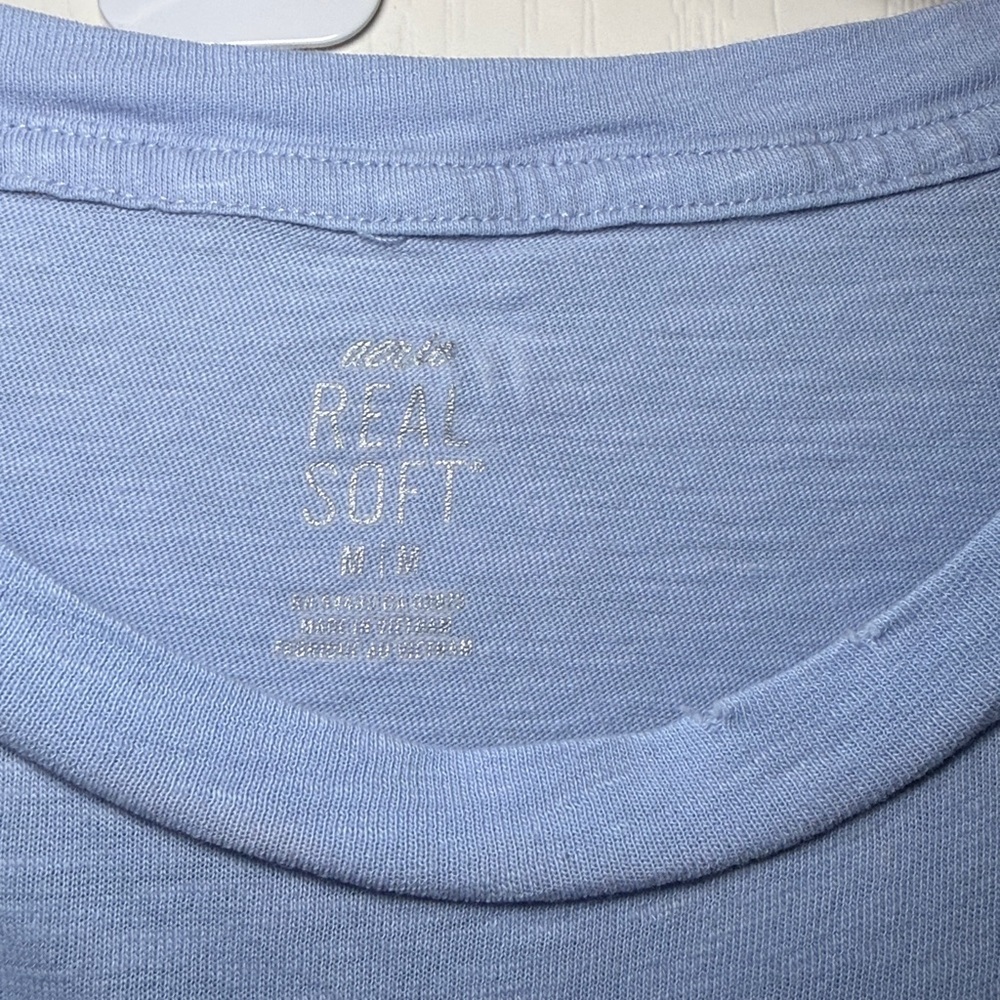 Aerie Star Sign Virgo Graphic Cropped Light Blue Tshirt Size Medium EUC - Picture 6 of 8